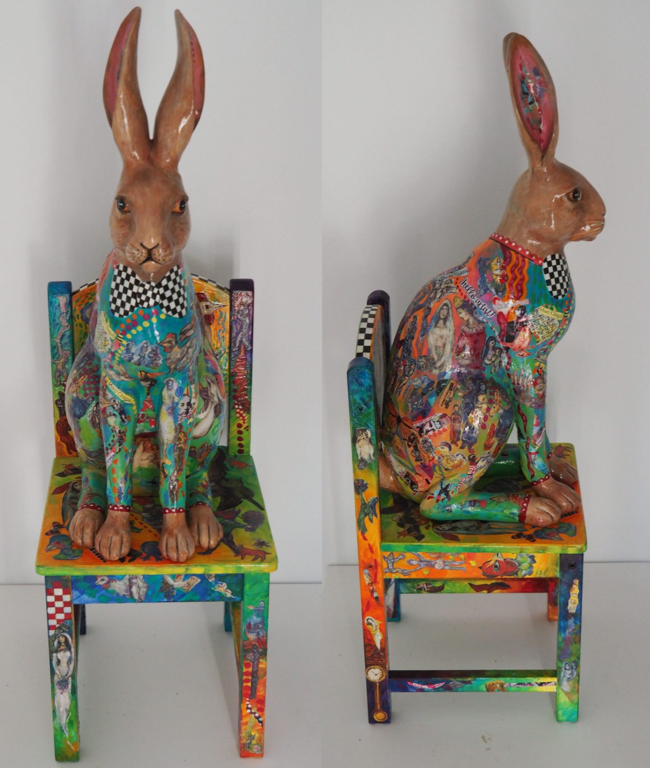 Chargall Rabbit - decoupage and lacquered