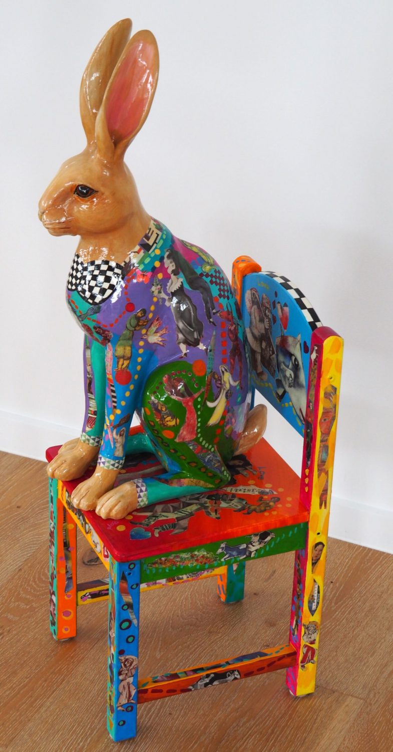 Rabbit on Chair - Painted and Decoupage