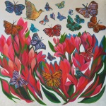 Harmony - Background is silver leaf (1m x 1m) -SOLD