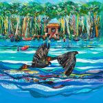 Cockatoos Over Lake Weyba - mixed media (1200 x 1200)