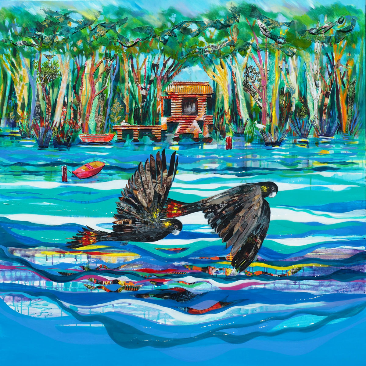 Cockatoos Over Lake Weyba - SOLD